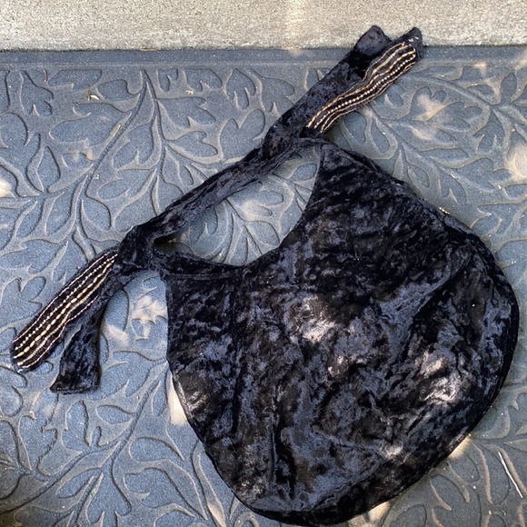 Vintage Crushed Velvet Embellished Bead Sequin Handbag Shoulder Purse Pocketbook - Picture 6 of 7